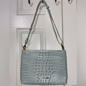 Light Blue Brahmin Faux Alligator Skin Purse